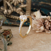 1 Carat Oval Cut Classic Moissanite Promise Ring Pave Setting